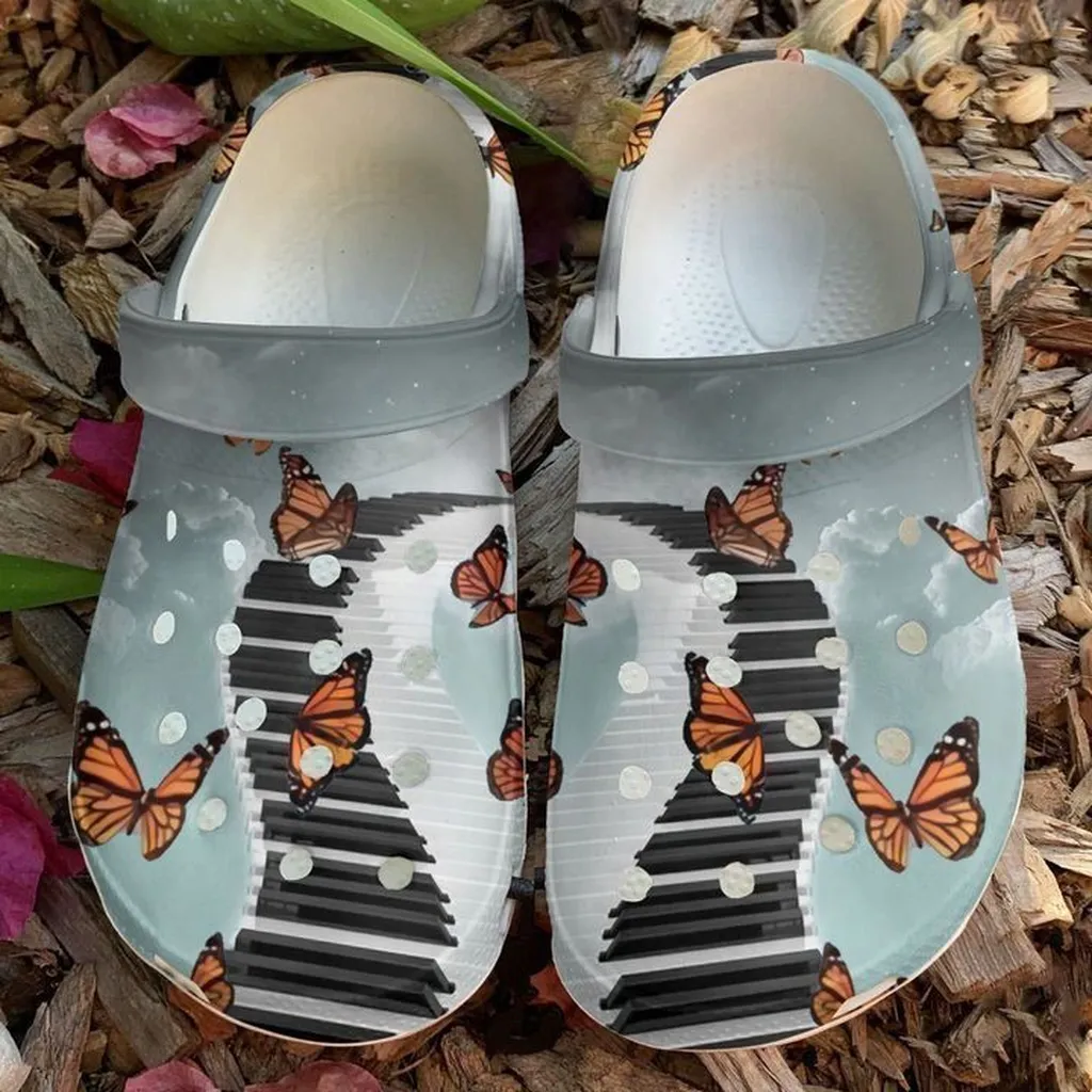 Butterfly Music And Crocs Classic Clogs