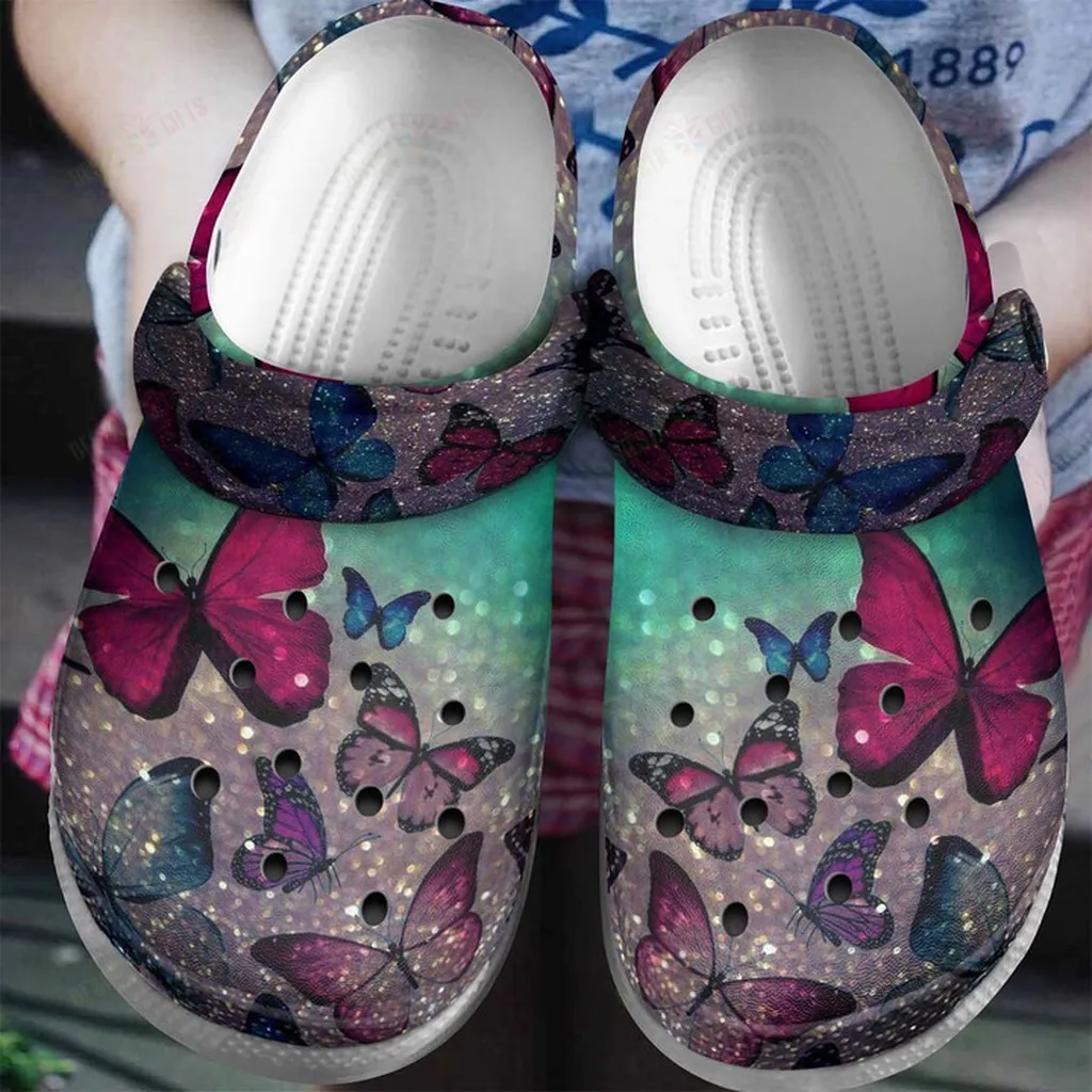 Butterfly On Bling Road Crocs Classic Clogs