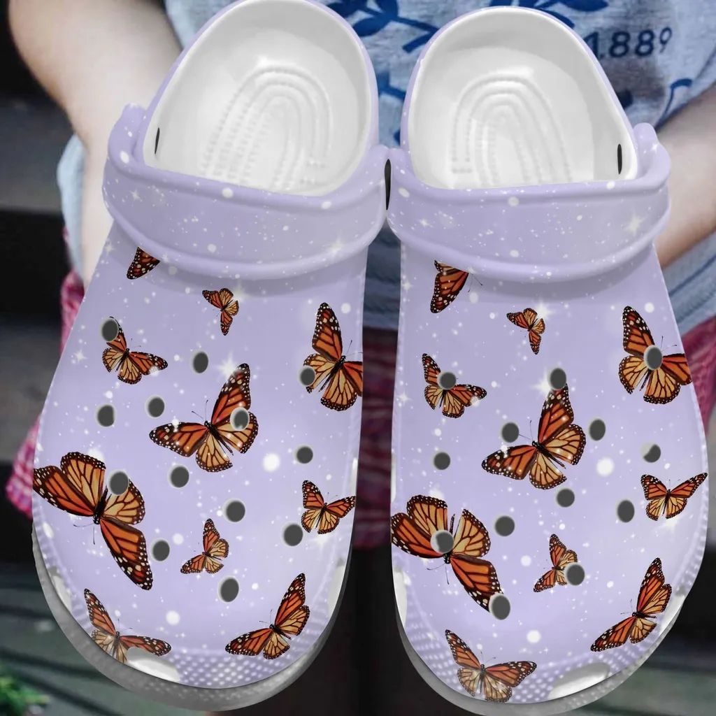 Butterfly Pattern Personalized Clog Custom Crocs Comfortablefashion Style Comfortable For Women Men Kid Print D