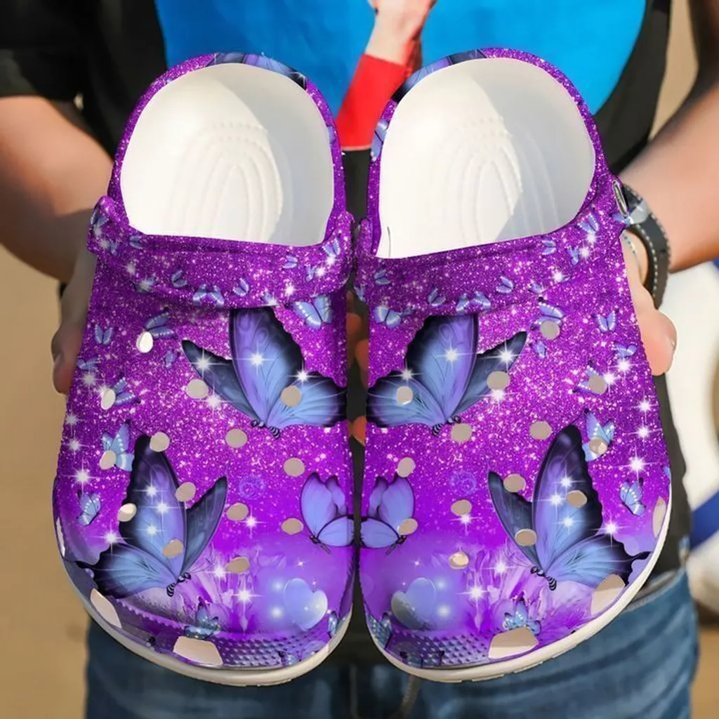 Butterfly Purple Crocs Classic Clogs