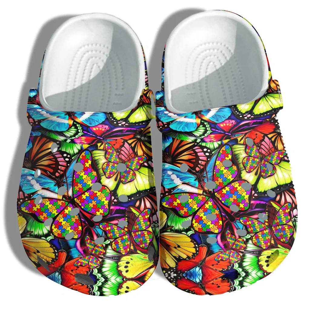 Butterfly Puzzel Autism Awareness Crocs