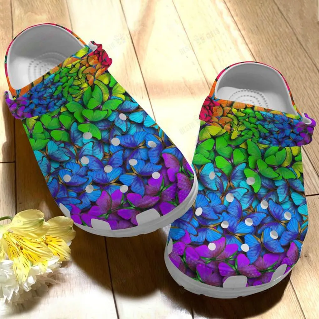 Butterfly Rainbow Butterflies Crocs Classic Clogs