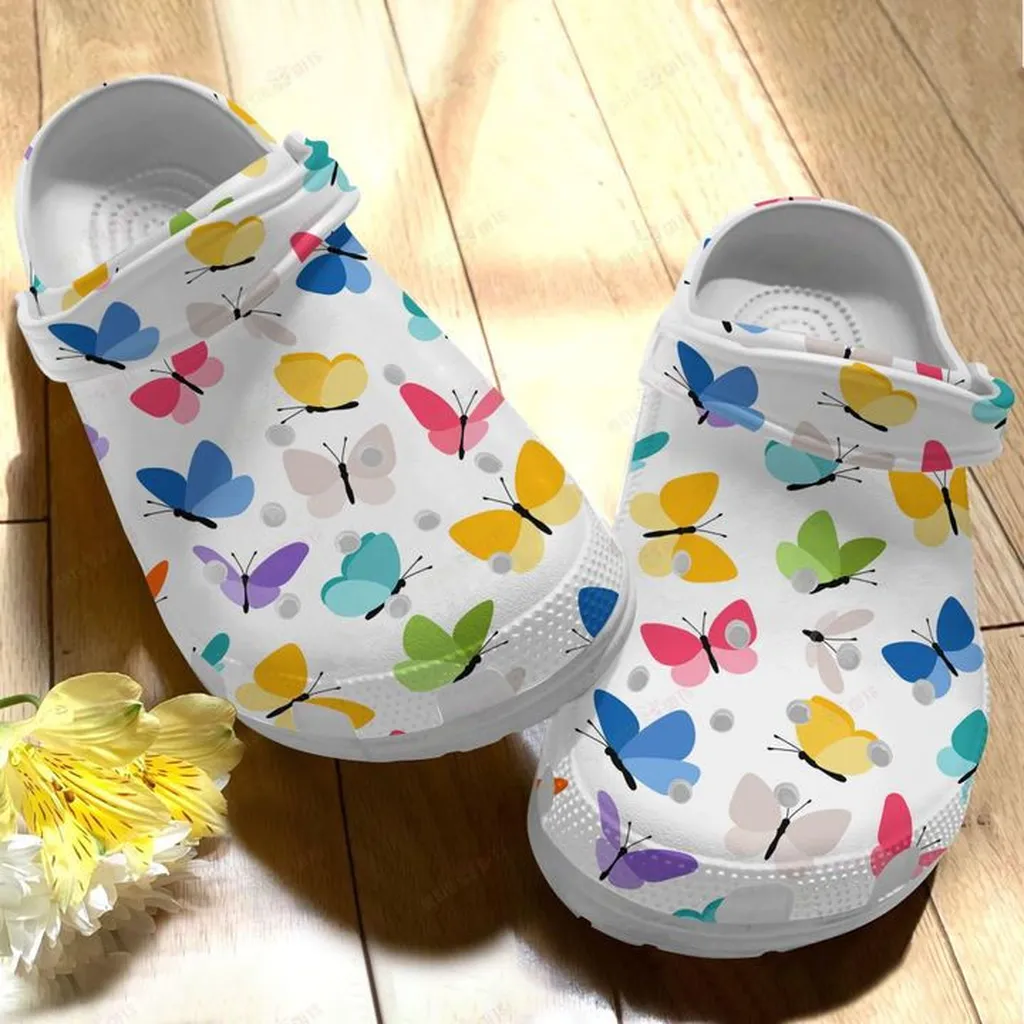 Butterfly White Sole Butterfly Collection Crocs Classic Clogs