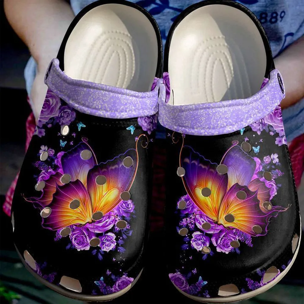 Butterfly With Flower Crocs Clog