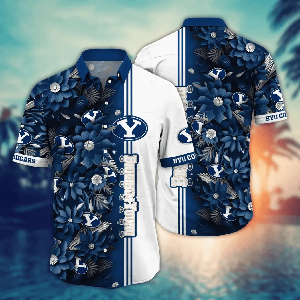 BYU Cougars NCAA Flower Aloha Hawaiian Shirt, Custom Summer Football Shirts VPHWA2451153290