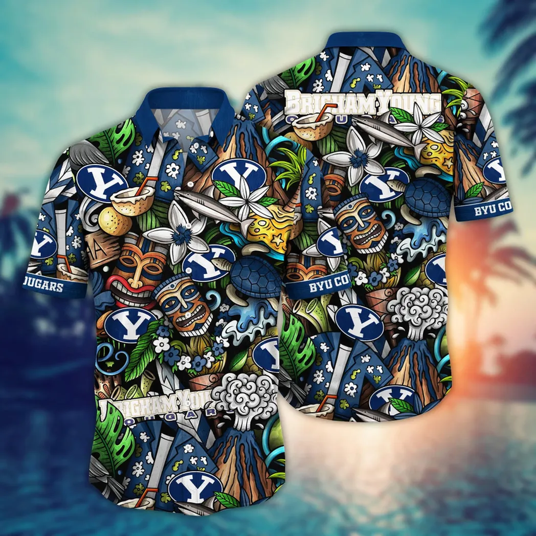 BYU Cougars NCAA Flower Aloha Hawaiian Shirt, Custom Summer Football Shirts VPHWA2451154283