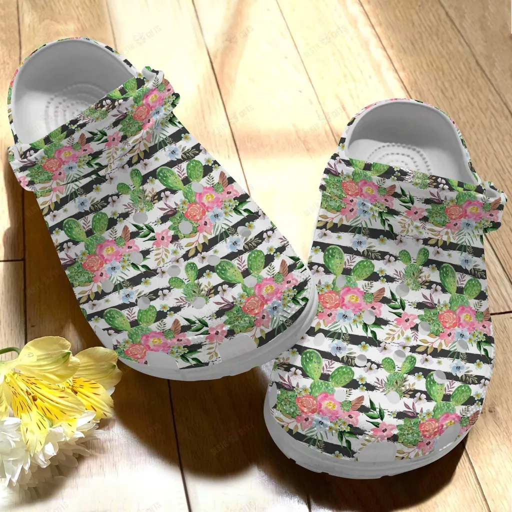 Cactus Crocs Classic Clog Whitesole Flower