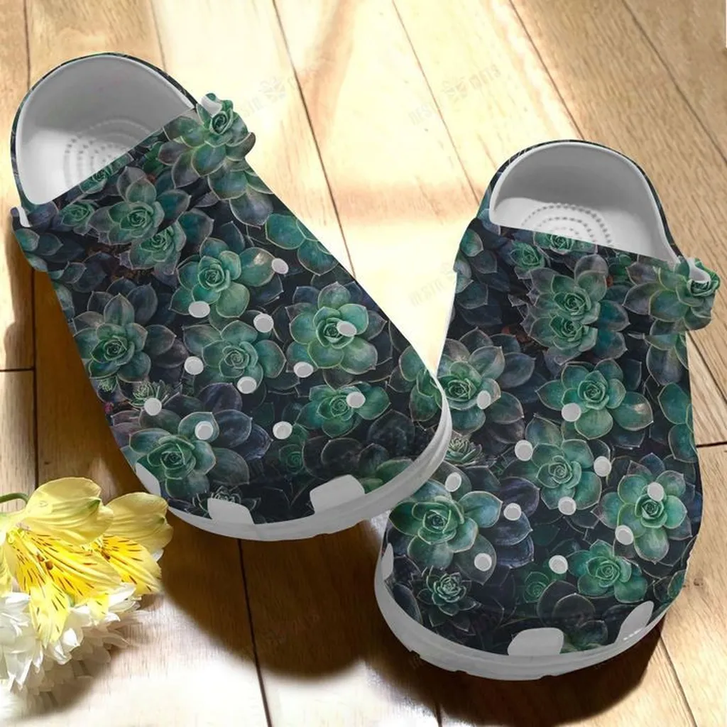 Cactus White Sole Cactus Garden Crocs, Personalized Crocs Classic Clogs