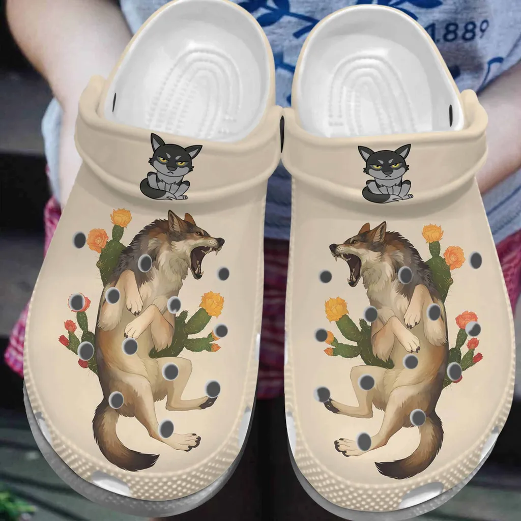 Cactus Wolf Is Injured Gift For Lover Rubber Crocs Clog