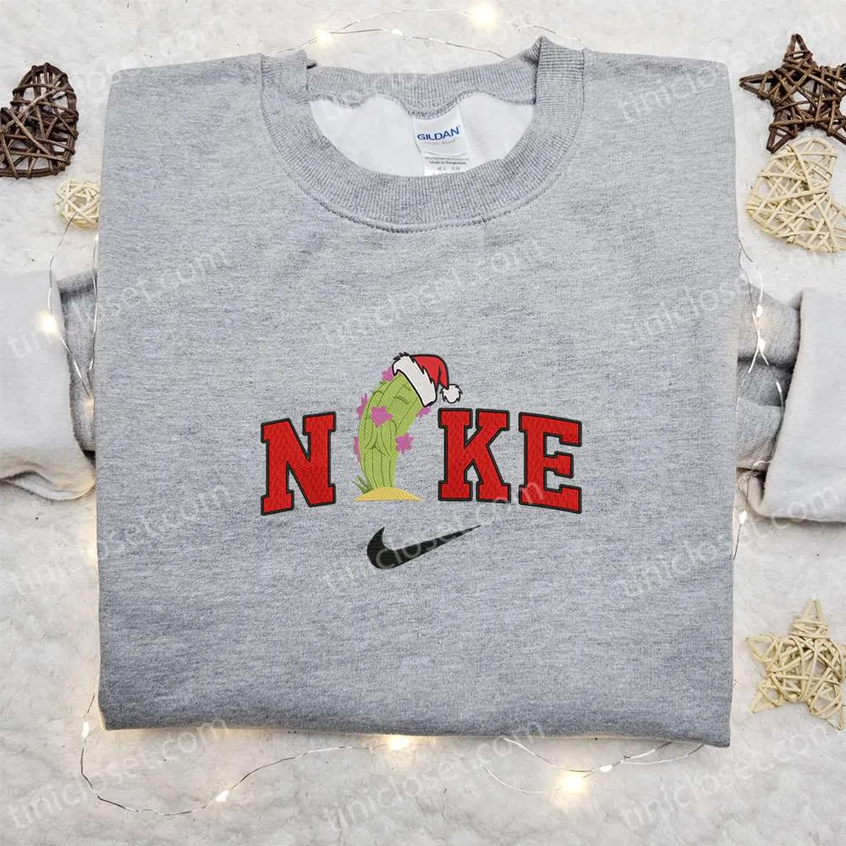 Cactus Xmas Hat x Nike Christmas Embroidered Sweatshirt, Christmas Embroidered Shirt, Best Christmas Gift Ideas