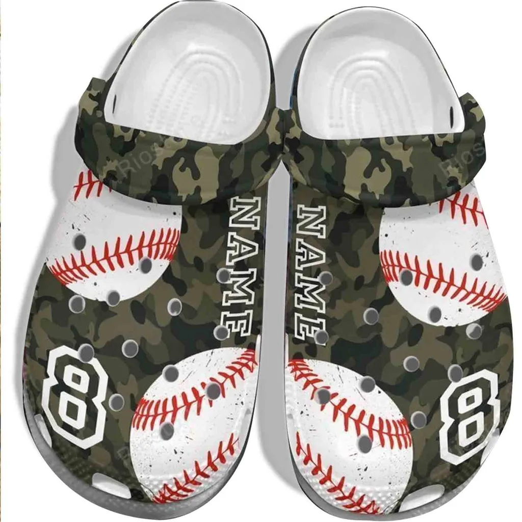 Camo Baseball Crocs Clog For Army Veteran - Baseball Custom