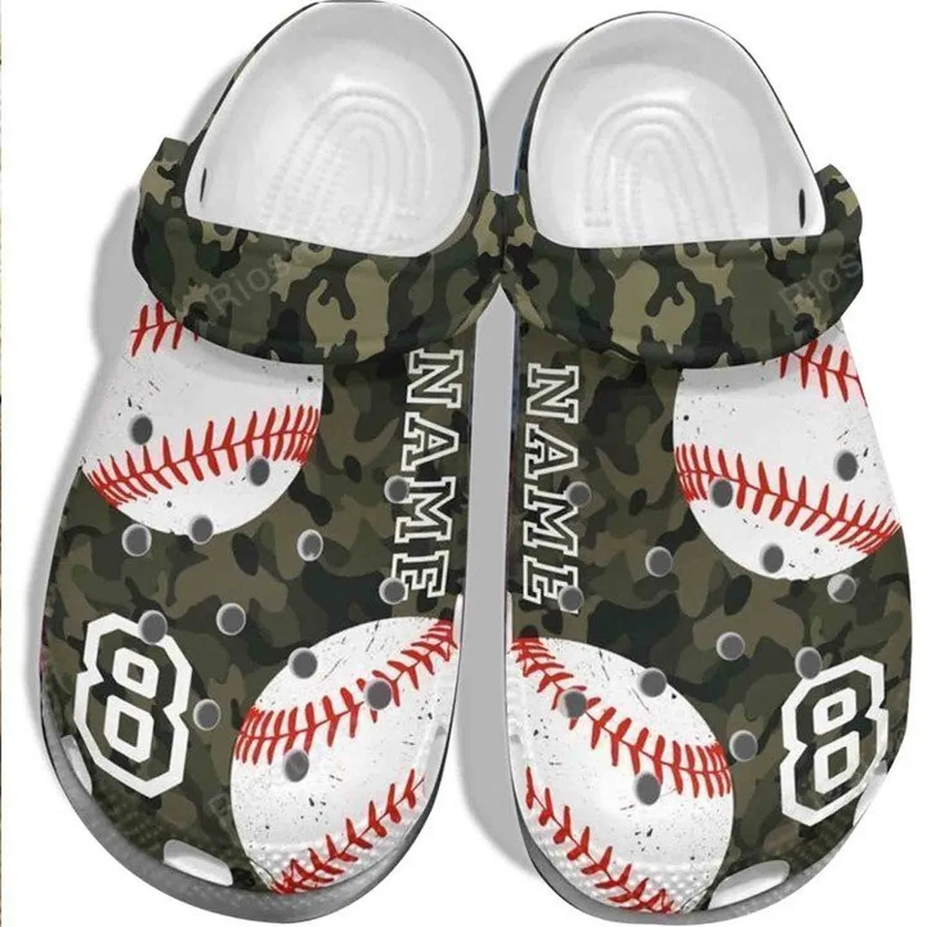 Camo Baseball Crocs Clog For Army Veteran Baseball Custom