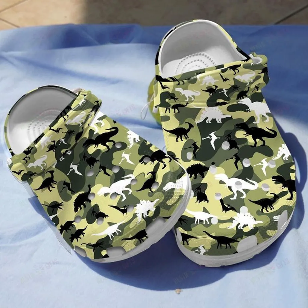 Camo Dinosaurs Crocs Classic Clogs