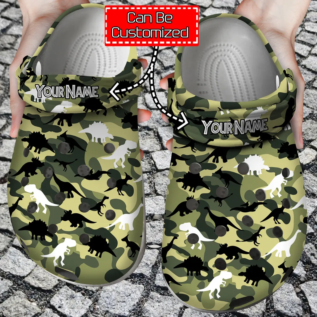 Camo Dinosaurs Patterns Crocs Clog