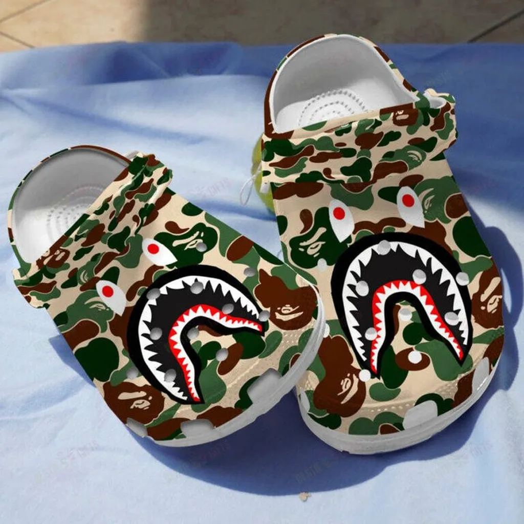 Camo Shark Crocs Classic Clogs