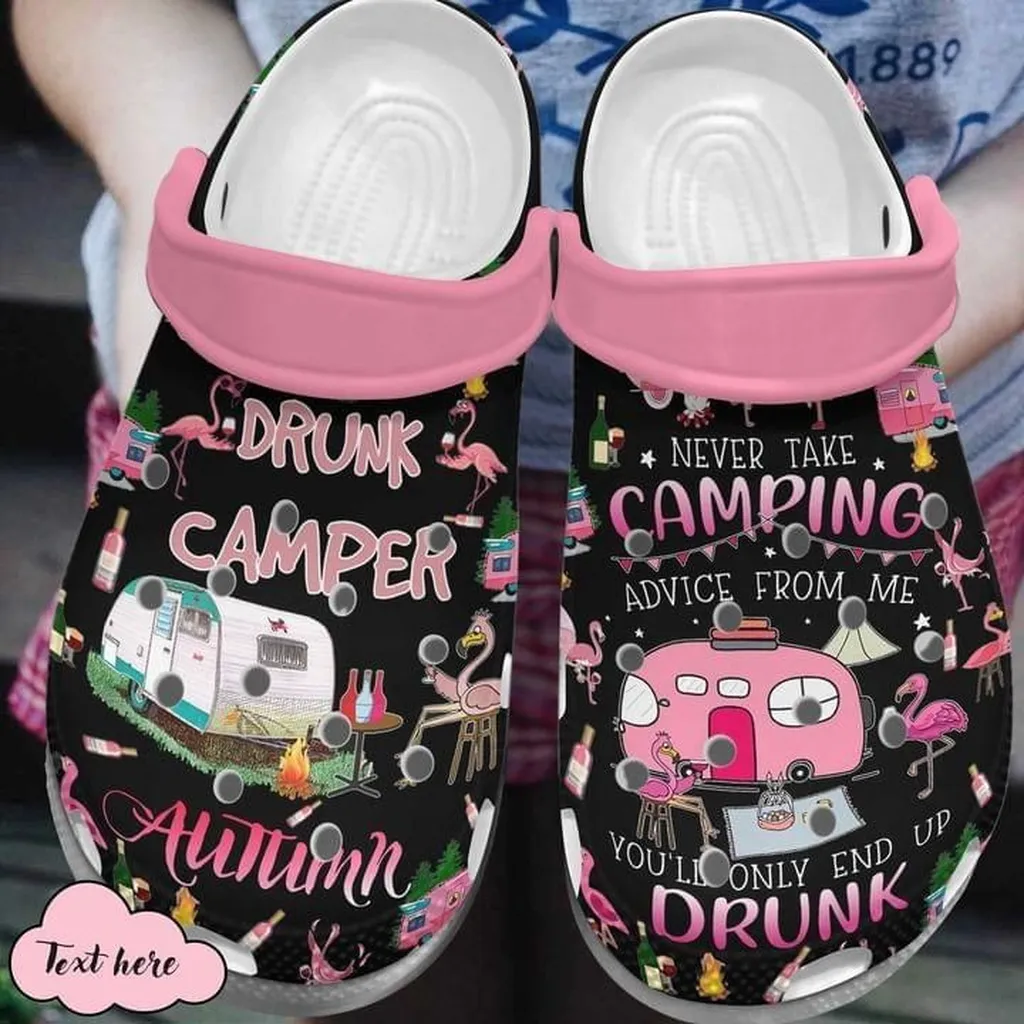 Camper Drunk Flamingo Gift For Lover Rubber Crocs Clog