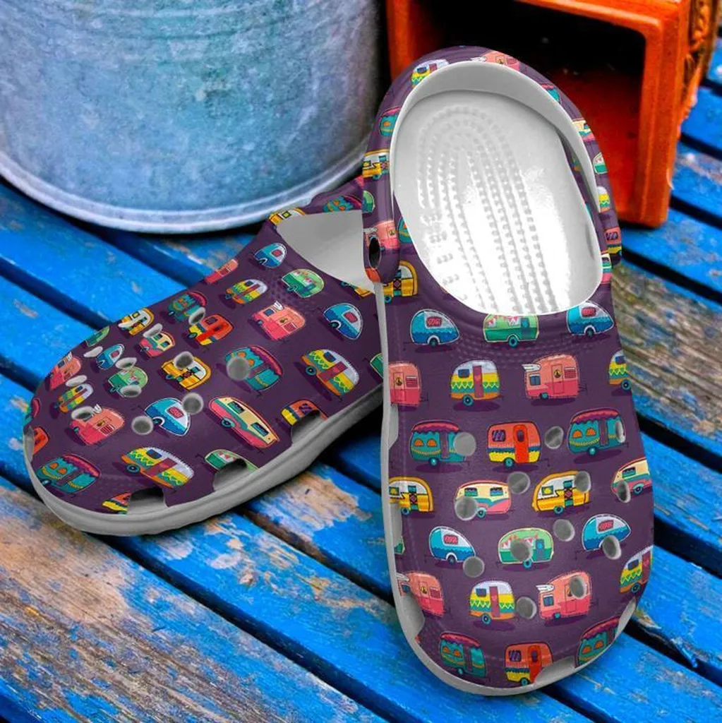 Camping Camper Pattern Crocs Clog