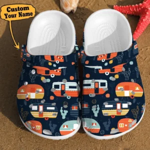 Camping Crocs Camping Trailer Pattern Summer Happy Camper Best