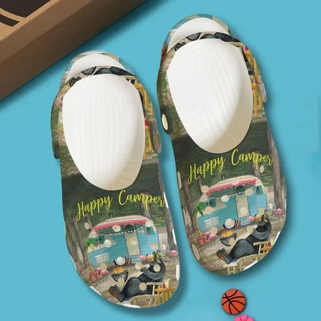 Camping Happy Camper Bear Crocs Crocband Clog Comfortable For Mens Womens Classic Clog Water