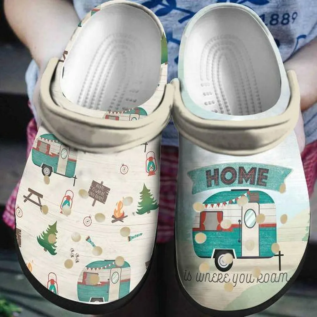 Camping Home Is Unere You Roam Personalized 7 Gift For Lover Rubber Crocs Clog