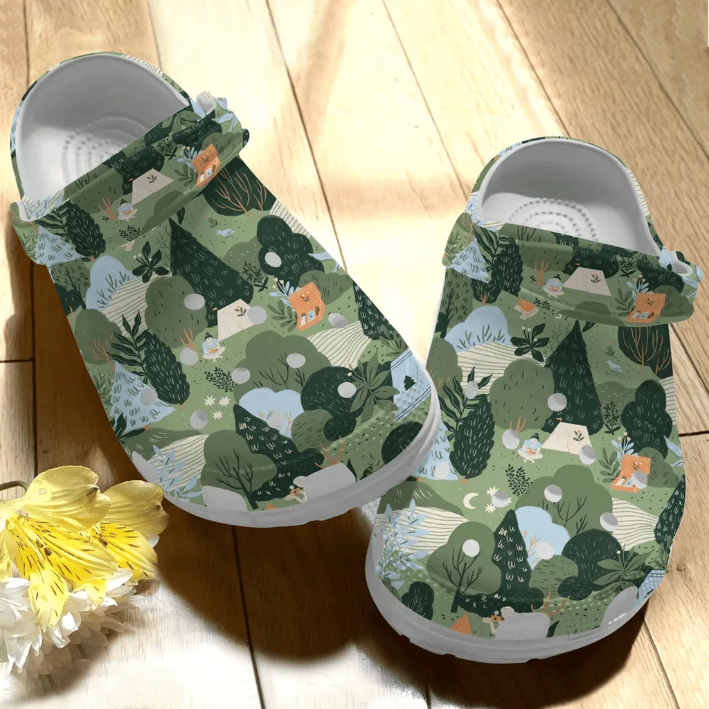 Camping Life Collection Tropical Forest Gift For Lover Rubber Crocs Clog