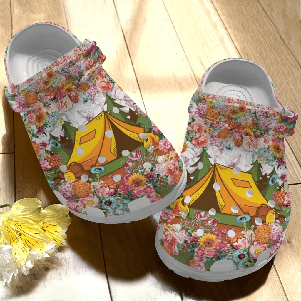 Camping Lover Flower Gift For Lover Rubber Crocs Clog