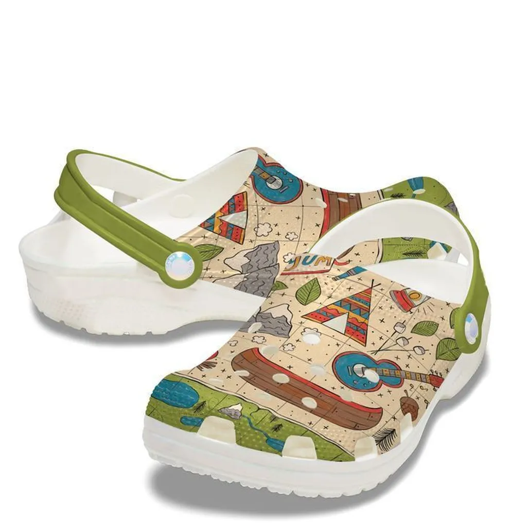 Camping Map Crocs Clog