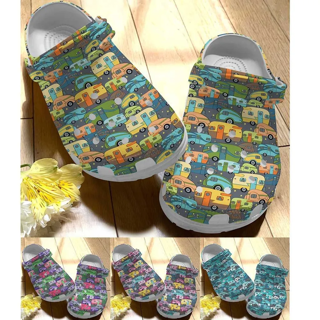 Camping Personalize Clog Custom Crocs Fashionstyle Comfortable For Women Men Kid Print 3D Whitesole Cozy Camper