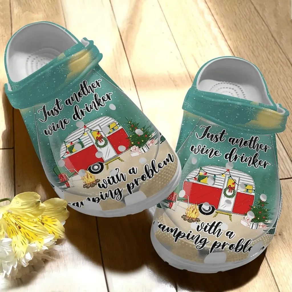 Camping Personalize Clog Custom Crocs Fashionstyle Comfortable For Women Men Kid Print 3D Whitesole Wine Drinker With Camping Problem