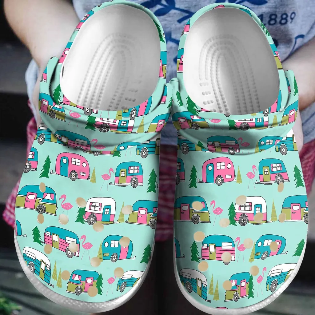 Camping Personalized Clog Custom Crocs Comfortablefashion Style Comfortable For Women Men Kid Print 3D Camper Flamingo