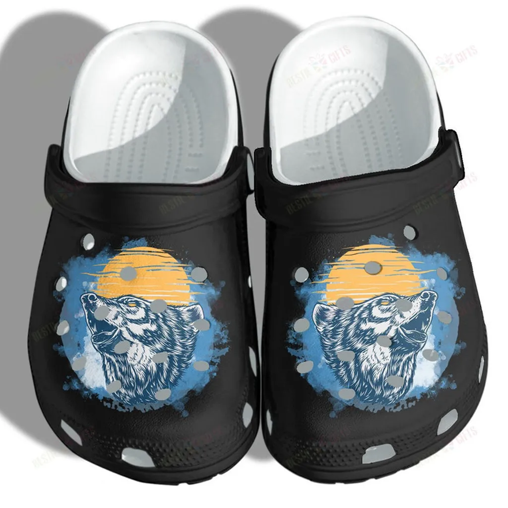 Camping The Wolf And Moon Crocs Classic Clogs