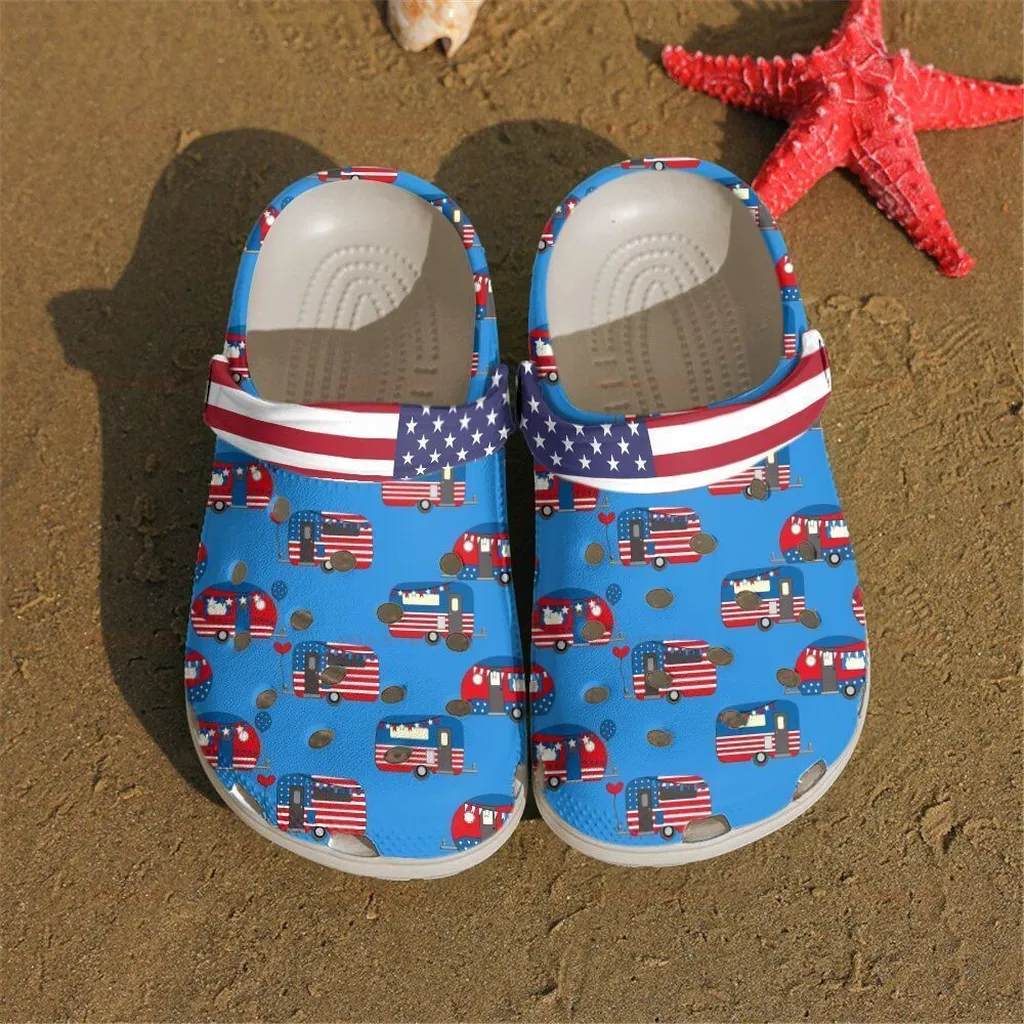 Camping Us Happy Campers Van Gift For Lover Rubber Crocs Clog