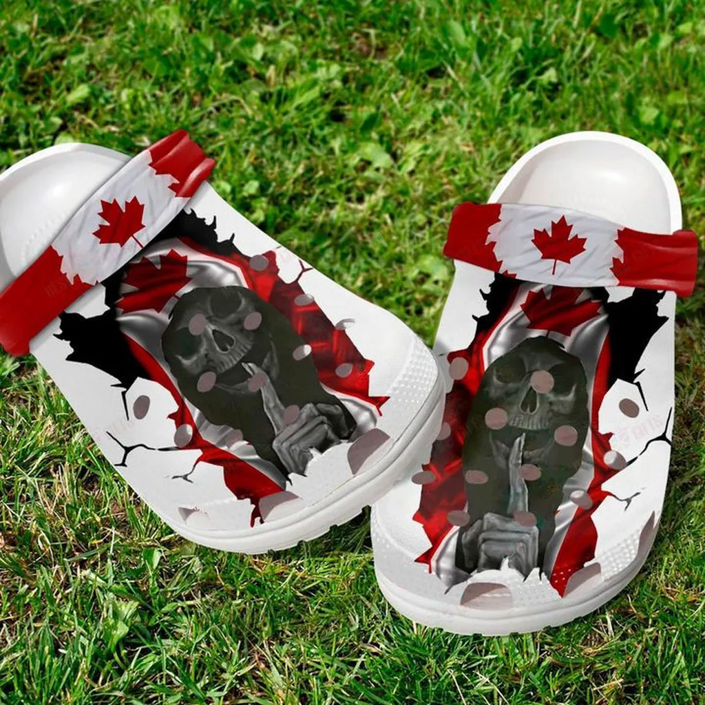 Canada Skull Crocs, Personalized Crocs Classic Clogs