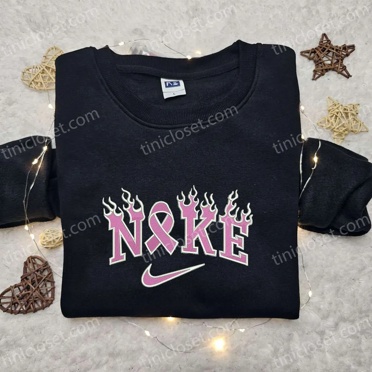 Cancer Flame x Nike Embroidered Hoodie, Nike Inspired Embroidered Shirt, Best Birthday Gift Ideas for Family