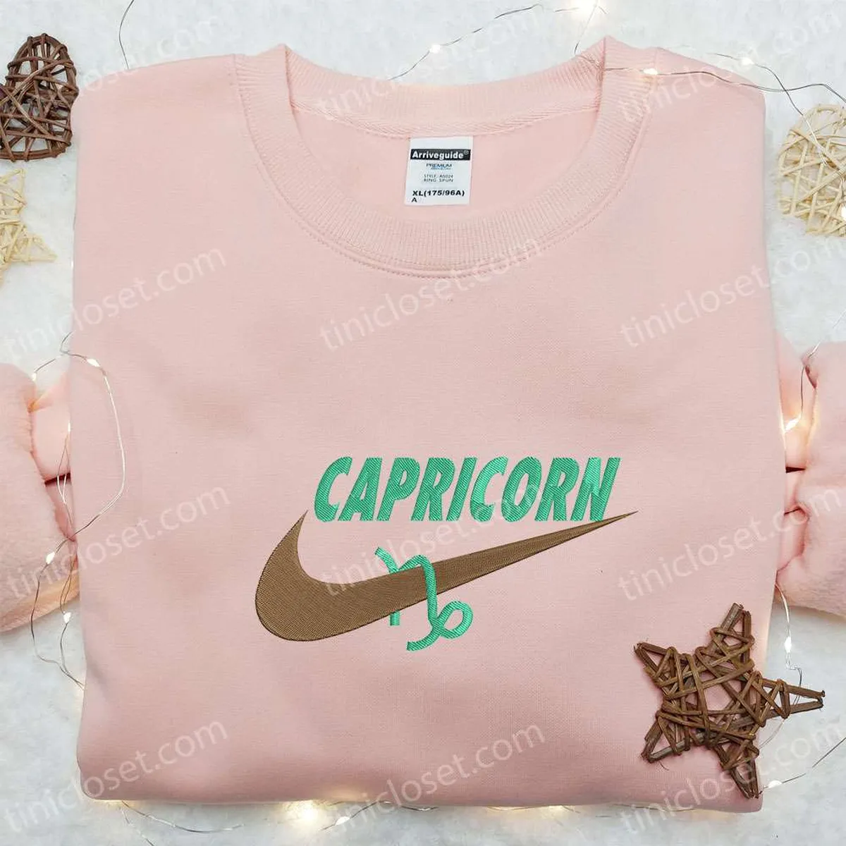 Capricorn Zodiac x Nike Swoosh Embroidered Shirt, Nike Inspired Embroidered Hoodie, Best Gift Ideas For Family