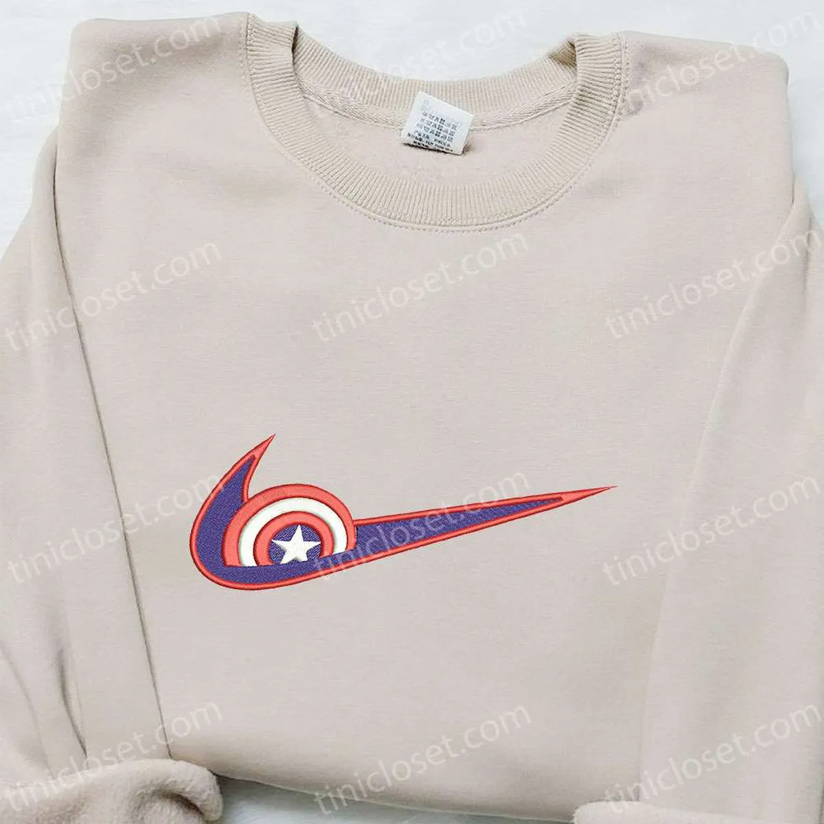 Captain America x Swoosh Movie Embroidered Sweatshirt, Marvel Universe Embroidered Hoodie, Best Birthday Gift for Family