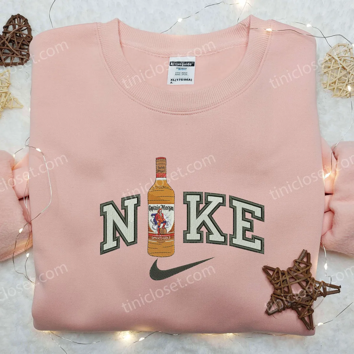 Captain Morgan Bottle x Nike Embroidered Shirt, Nike Embroidered Shirt, Nike Inspired Embroidered Shirt