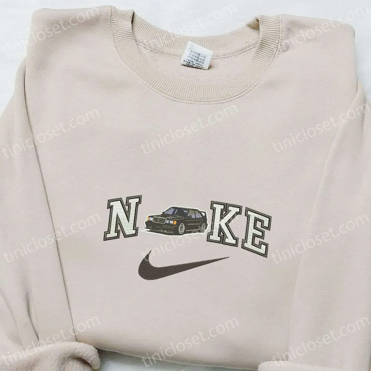 Car Badge x Nike Embroidered Shirt, Transportation Embroidered Hoodie, Nike Inspired Embroidered Sweatshirt