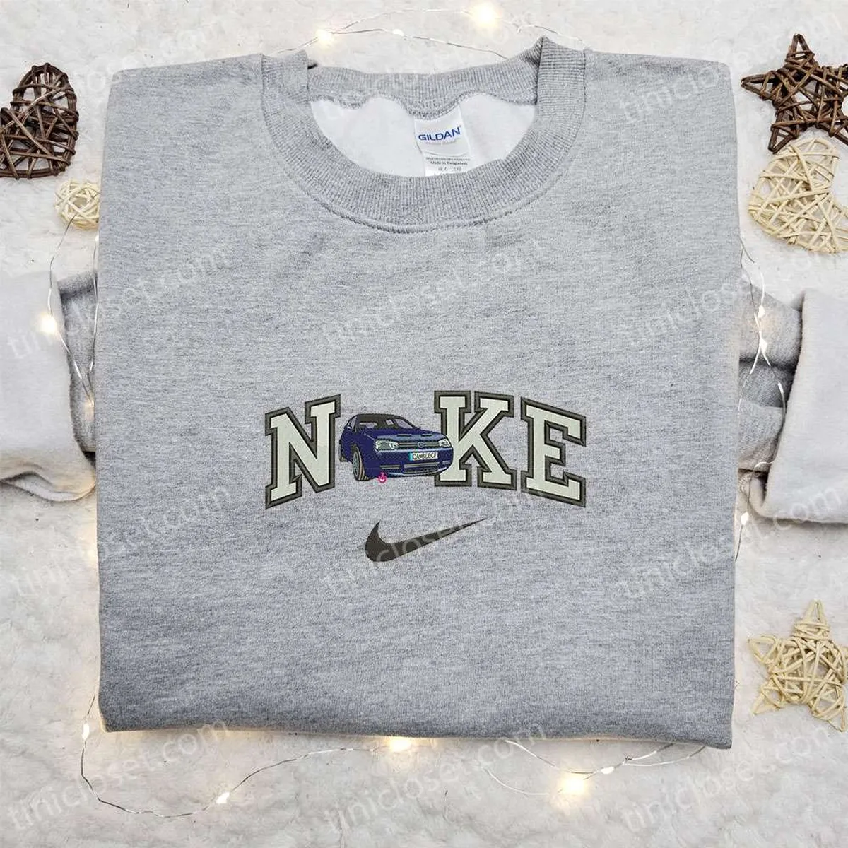 Car x Nike Embroidered Shirt, Transportation Embroidered Hoodie, Nike Inspired Embroidered Sweatshirt