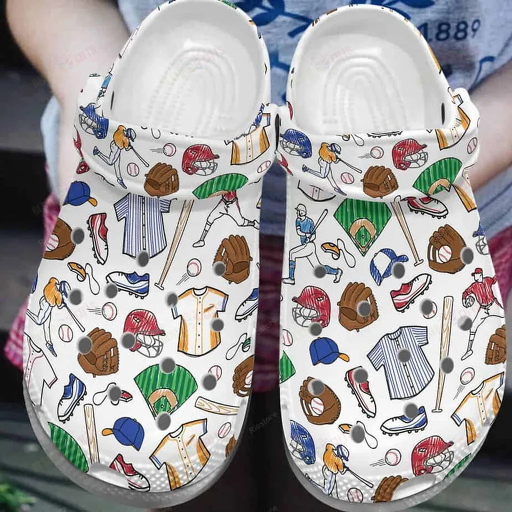 Cartoon Baseball Ball Cap Batter Crocs Classic Clogs