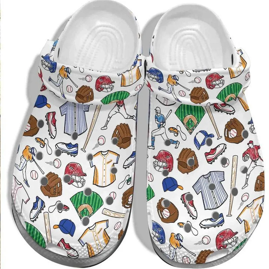 Cartoon Baseball Ball Cap Batter Crocs Classic Clogs