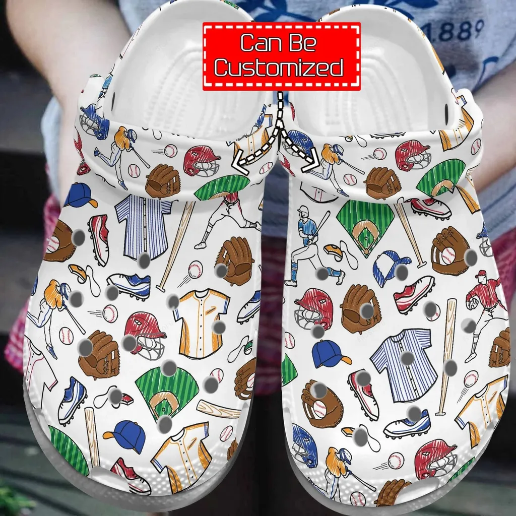 Cartoon Baseball Ball Cap Batter Crocs Clog