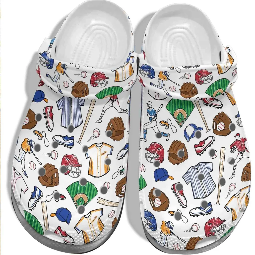 Cartoon Baseball Ball Cap Batter Crocs