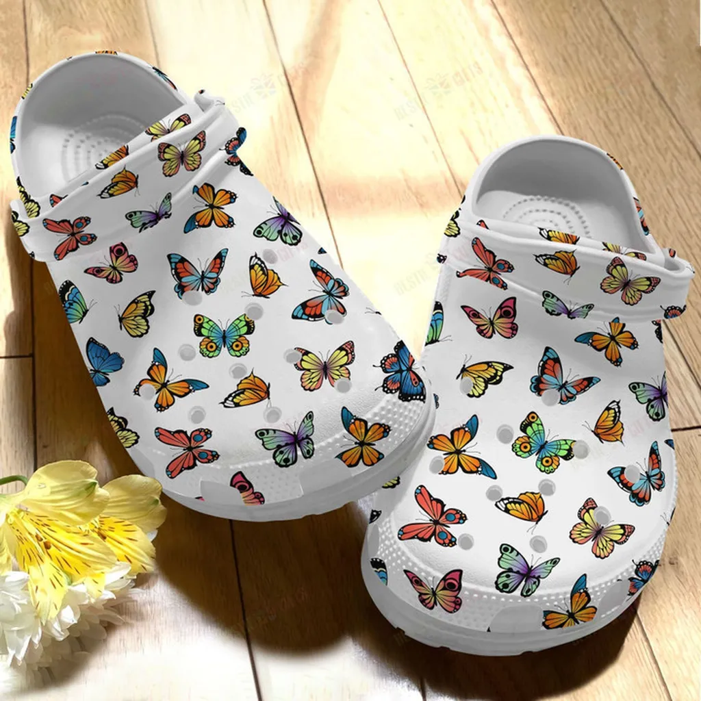 Cartoon Butterflies Crocs Classic Clogs