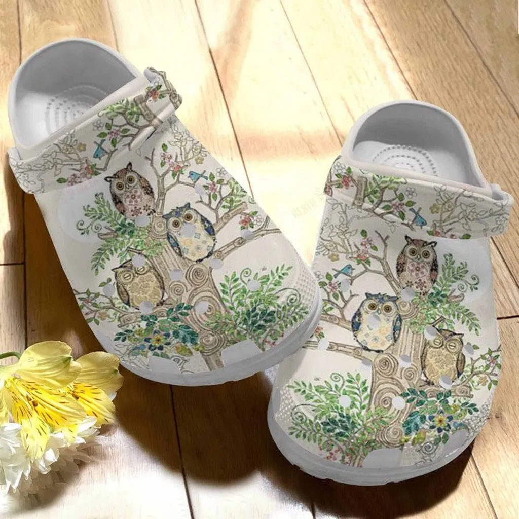 Cartoon of Forest with Owls Clogs Crocs