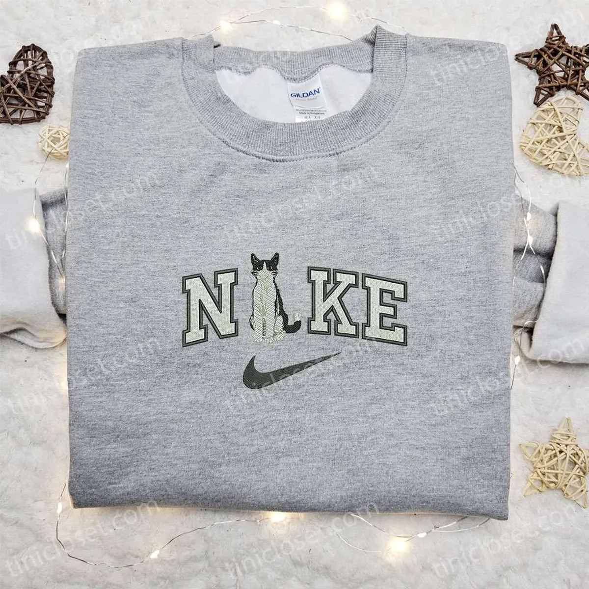 Cat Custom x Nike Embroidered Hoodie, Nike Inspired Embroidered Shirt, Best Birthday Gift Ideas for Family