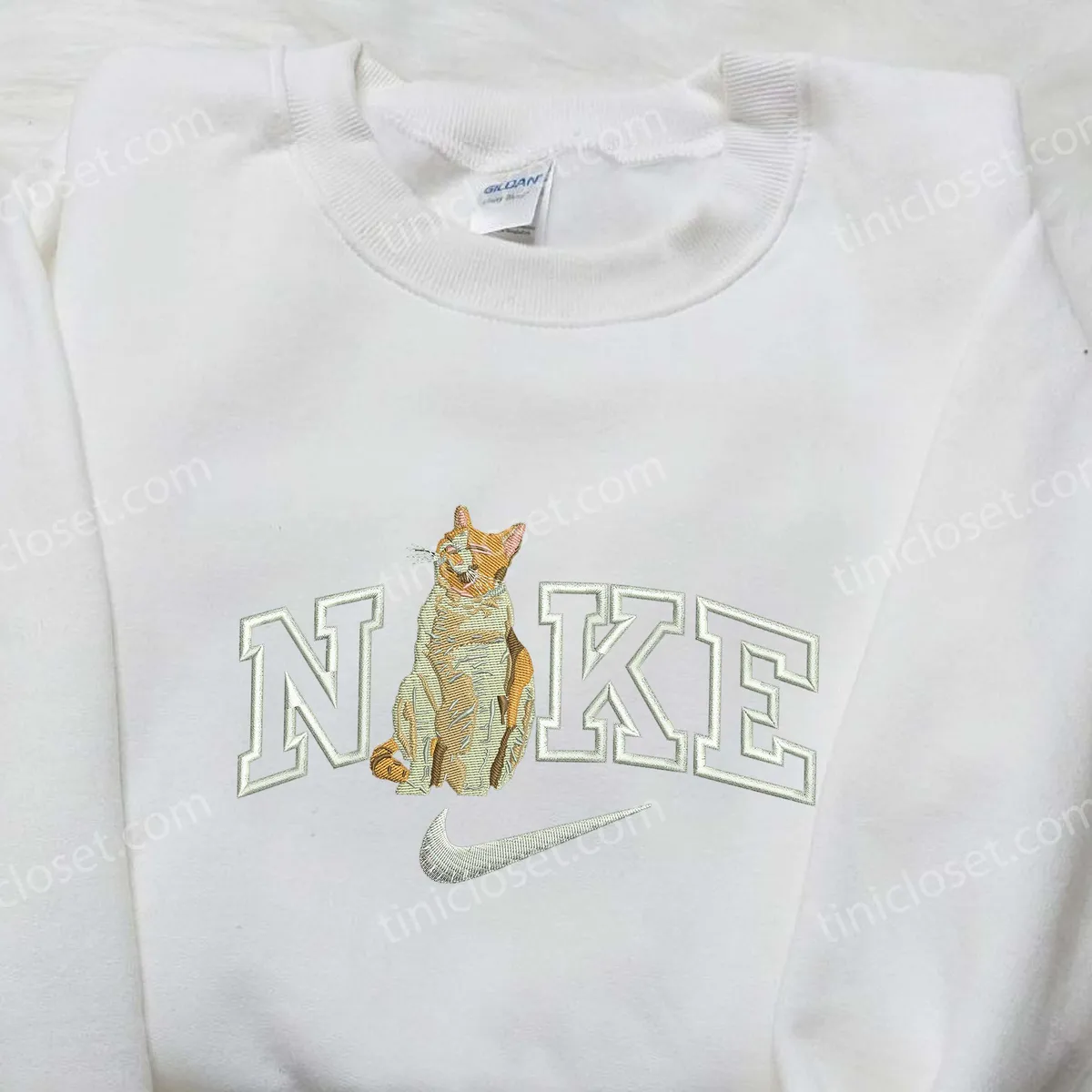 Cat Pop x Nike Embroidered Shirt, Animal Embroidered Shirt, Custom Nike Embroidered Shirt