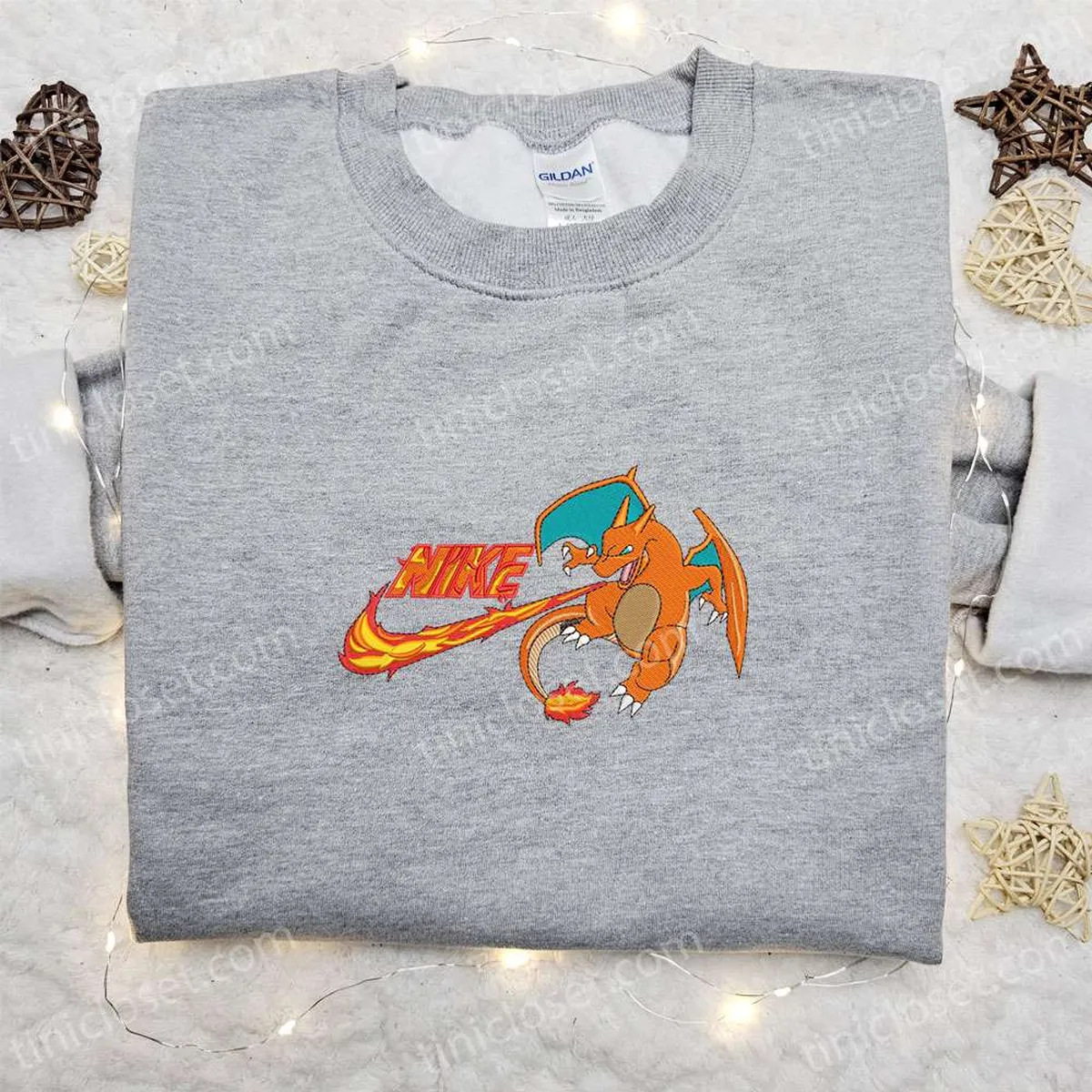 Charizard x Nike Anime Embroidered Hoodie, Pokemon Embroidered Shirt, Best Gift Ideas for Family