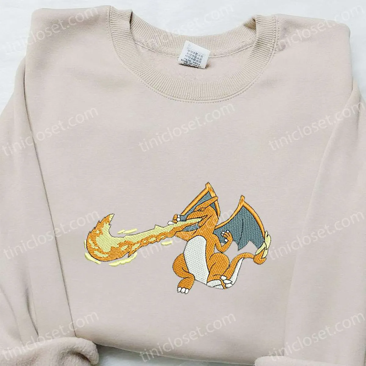 Charizard x Swoosh Anime Embroidered Hoodie, Cool Anime Clothing, Best Gift Ideas for Family