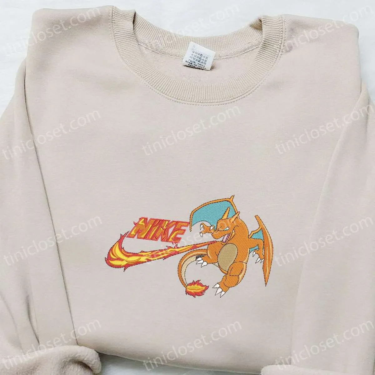 Charizard x Swoosh Embroidered Sweatshirt, Pokemon Anime Embroidered Shirt, Best Gift Ideas For All Occasions